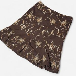 Vintage 90s Skirt, Boho, Floral Embroidered, Size Large